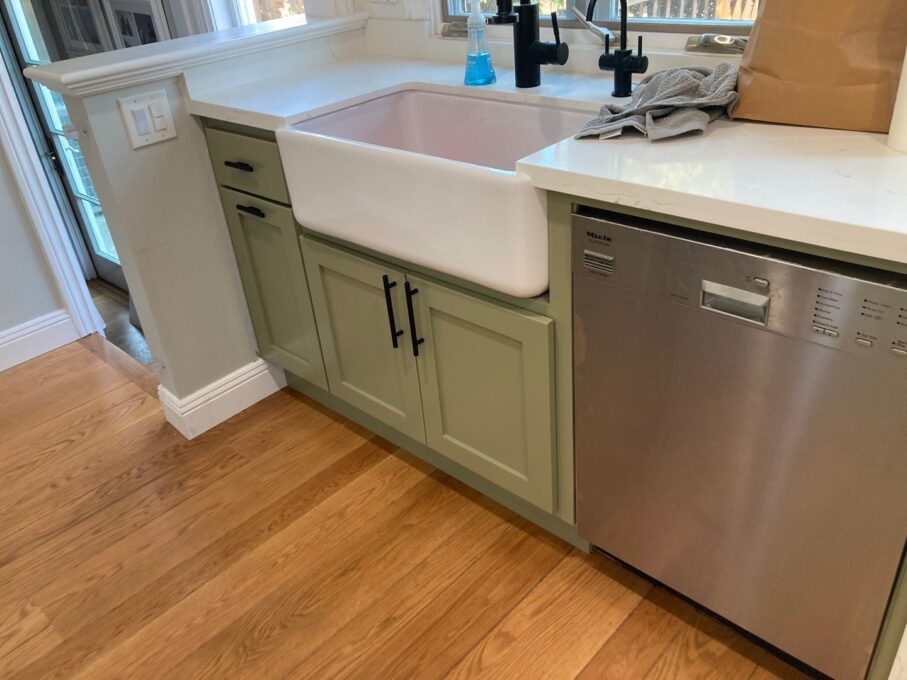 green and white cabinets Kitchen Cabinet Painting in Alameda, CA - Creating a Trendy New Look!